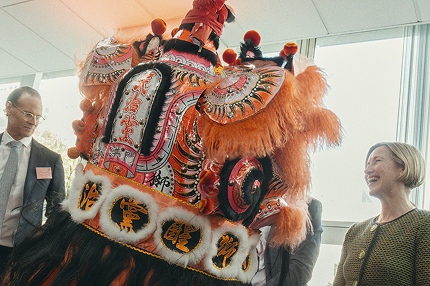 A traditional blessing at the CSU Melbourne launch event to mark a prosperous beginning