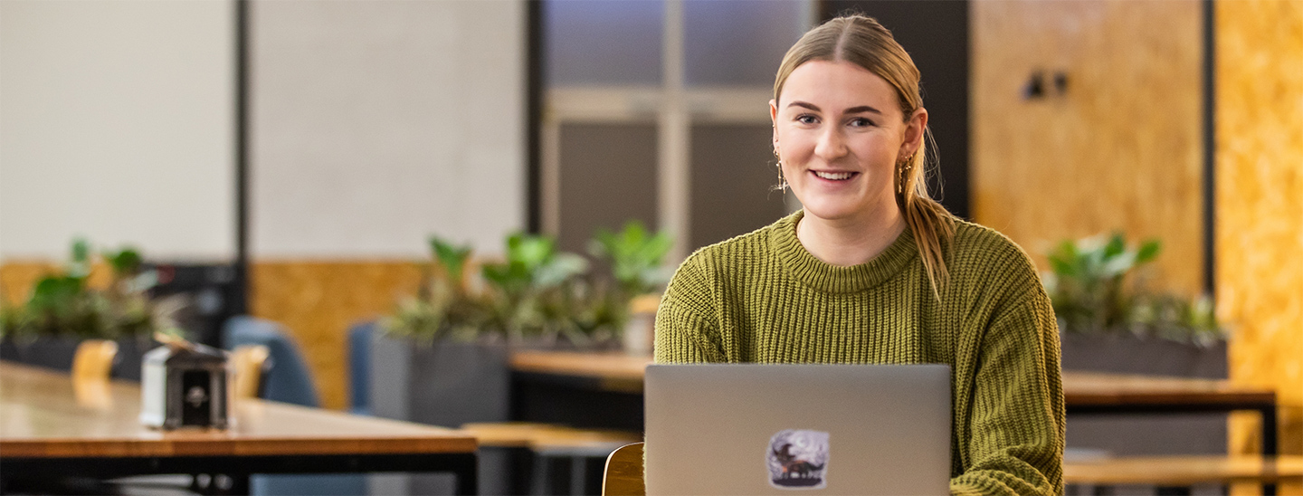 Student working on campus