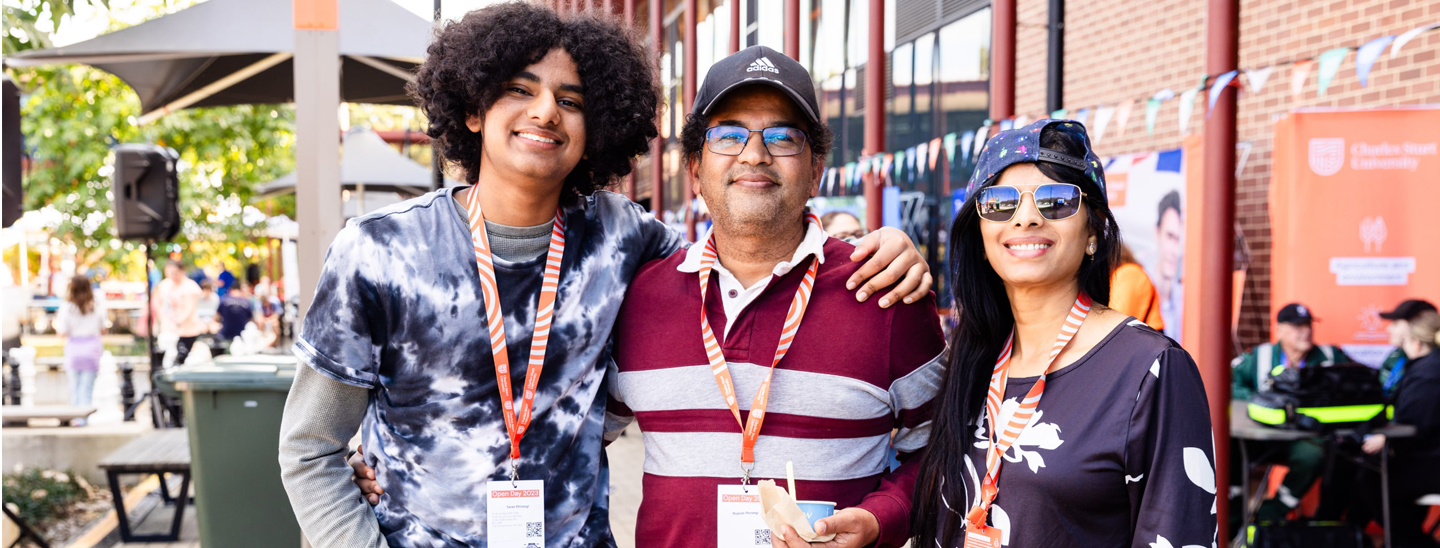 Three prospective students at open day